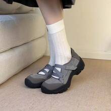 Square Toe Retro Black Shallow Ballet Style Mary Jane Shoes Women Spring 2026 New Casual Leather Shoes - Xám - Xem 5