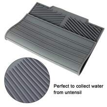 1pc Silicone Slanted Drain Mat, Heat Resistant Dish Drying Mat, Kitchen Sink Strainer, Fruit & Vegetable Drying Pad, Multifunctional Countertop Mat, Non-Slip Trivet For Bowls, Cups & Cutting Boards - Multicolor - View 5