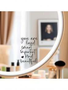 1pc You Are Loved Mirror Decal Inspirational Self-Love Vinyl Sticker Positive Affirmation Wall Art For Bedroom Bathroom Vanity Removable Waterproof Motivational Quote Decor Bedroom Decor Stickers Home Decor Living Room Wall Paper Wall Stickers Party Decorations Living Room Decor Office Decor Home Decor Items Personalised Stickers Mirror Wall Wall Decor Wall Mirror Mirror For Room Bathroom Decor - Multicolor - View 3