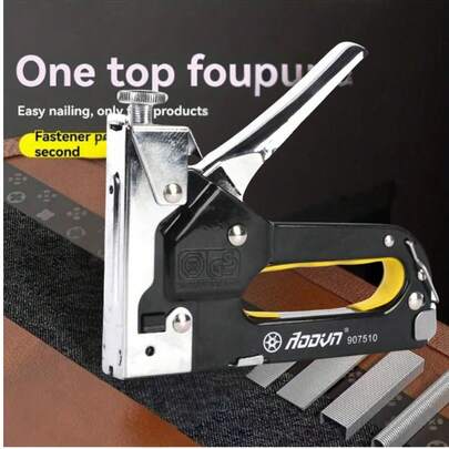 Bộ bấm ghim 4 trong 1 chịu lực cao, súng bấm ghim cầm tay, máy bấm ghim điều chỉnh điện, thích hợp cho gỗ, bọc ghế, các dự án DIY chế biến gỗ và trang trí.