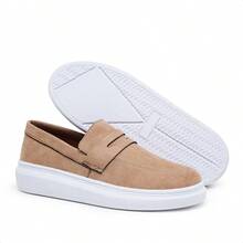 Men's Modern Casual Loafer Shoe In Premium Suede - Beige - View 4