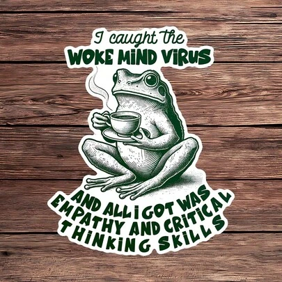 1 pieza Pegatina de rana de empatía, Pegatina de rana de café divertida para portátil, Cita de animal lindo en vinilo, Regalo de humor positivo, Pegatina resistente al agua para botella, Pegatina de rana retro para vaso, Vinilo de cuaderno lindo de , Regalo perfecto para amantes de los animales, Pegatina de rana adorable para coche, Accesorio de portátil divertido de fácil aplicación