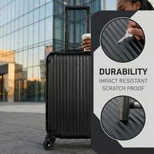 20-Inch ABS Hard-Shell Carry-On Suitcase, Silent Swivel Wheels For 360° Rotation, Patchwork Pattern For Durability And Impact Resistance – The Best Choice For Business Trips Or Travel. Black. Luggage Suitcase Trolley Suitcase Travel Luggage Suitcases Travel Luggage Suitcase Bag Durable Large Capacity Luggage With Wheels Cruise Essentials Travel Essentials Holiday Essentials Vacation Essentials - Black - View 7