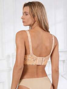 1件蕾丝文胸，女士文胸，加垫文胸，女士钢圈文胸，可调节肩带文胸，女士舒适内衣 - 杏色 - 查看 6