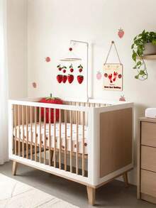 2pcs/1set - Baby First Birthday DIY Footprint/Handprint Hanging Decoration With 3D Berry Theme Wooden Strawberry Footprint Artwork, Newborn Commemorative Gift, Gender Neutral For Boys And Girls, Strawberry Theme First Birthday Decoration, First Birthday Photography Prop, Nursery Decor - Multicolor - View 5