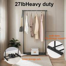 1 Pack Clothing Rack For Hanging Clothes, Rolling Clothes Garmen Rack Coat Rack Portable Wardrobe Rack Metal Closet Rack For Bedroom Laundry Living Room - màu đen - Xem 3