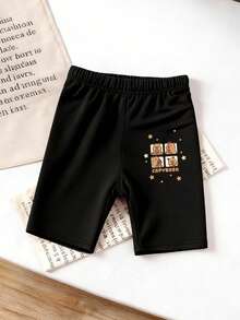 2件套可爱水豚和星星印花T恤+黑色裤子，宽松透气春夏大童套装 - 彩色 - 查看 5