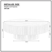 Mesa de centro redonda de 100 cm de madera, mesa de centro circular moderna y única, mesa de centro acanalada contemporánea de tambor, mesa auxiliar lateral central para sala de estar, espacios pequeños, apartamento - Blanco - Ver 9