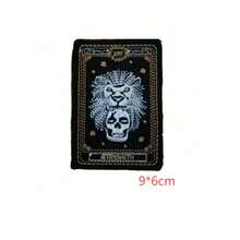 1 miếng vá thêu hình đầu lâu sư tử chủ đề lá bài Tarot "Sức mạnh", thích hợp để tự sửa chữa và trang trí lỗ thủng trên quần jean, áo khoác, quần áo, túi xách, mũ. - Miếng vá thêu hình đầu lâu tự làm - Xem 5