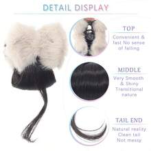 女士低发髻发饰，带爪夹和发圈，毛茸茸的碎发修饰脸型，自然蓬松，可扎成后脑勺发髻 - 彩色 - 查看 7
