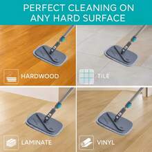 Square Spin Mop & Bucket System – Dual Chamber For Clean & Dirty Water, 360° Rotating Self-Wringing Mop With Built-In Scrub Brush, Stainless Steel Handle & 2 Reusable Microfiber Mop Pads - A - 查看 3
