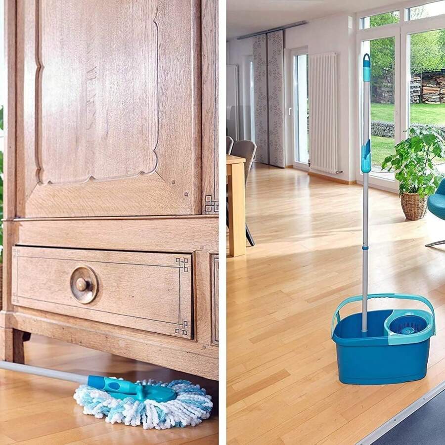 Clean Twist Spin Mop And Bucket Set With Rollers | Telescopic Handle, 360° Joint, Spin-Dry System | Easy Glide Wheels | Blue - A - Xem 1