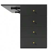 Kitchen Island, Sideboard With Bar Stools, 6-Drawer Kitchen Unit With Stools, Adjustable Width 140 X 40 (70) X 89 Cm, White/Black - Black - View 10