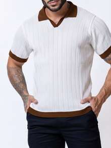 TRICOT DE LUXO Men's Lightweight Textured Polo Shirt, High Quality, Premium Quality, Spring, Summer, Autumn. - Off c brown - Xem 3