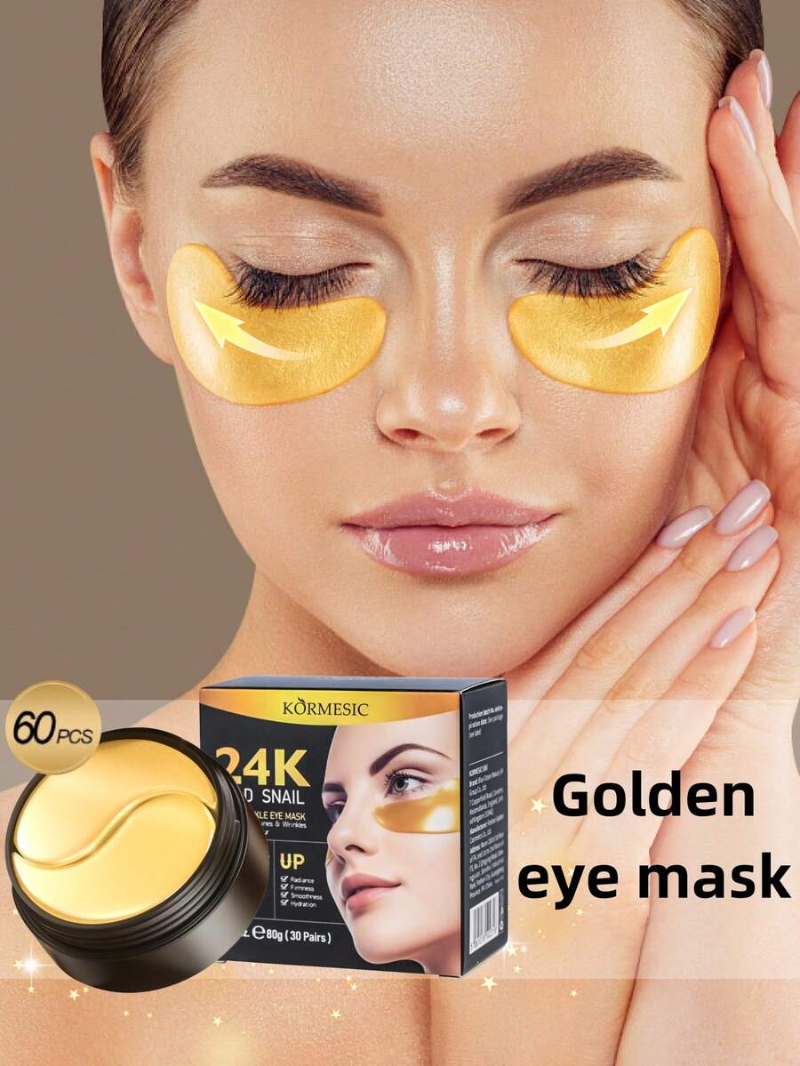 KORMESIC 24K金胶原蛋白眼膜贴，眼部凝胶护理面膜，减少浮肿、黑眼圈和眼袋，抗皱，保湿紧致，30对（60片） - Caffeine - 查看 1