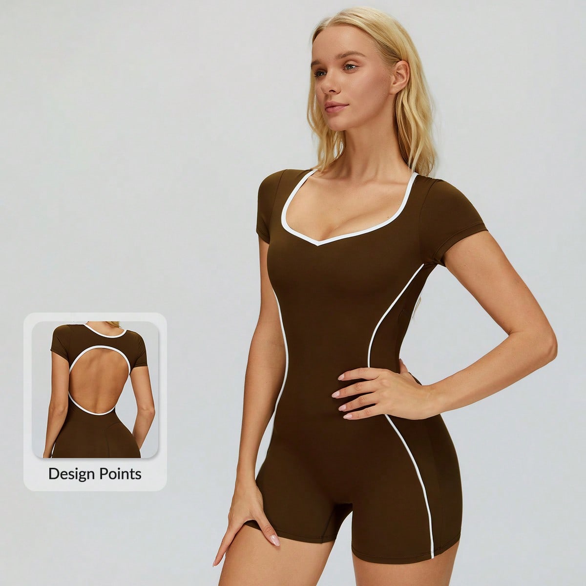 Mono deportivo de mujer de alta elasticidad, con diseño de espalda descubierta, ajuste ceñido y moldeador, mono de yoga para fitness