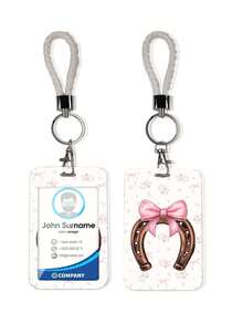 1pc ABS Bow & Horseshoe Pattern Fashion Personalized Cartoon Pull-Push Card Clip Keychain Bag Pendant, Student Wristband Card Clip, Women Student Card Clip, ID Bus Protection Case, Student Campus Card Protection Case - Rectangle - View 10