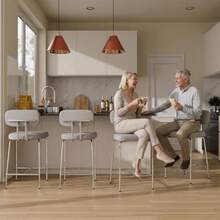 Bar Stools Set Of 2 Kitchen Counter Stools With Backs And Metal Legs 26 Inch Barstools For Counter Height Fabric In Gray - Fabric In Gray - View 4