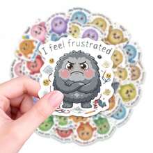 50pcs Cute Monster Stickers - Emotional Learning Monster Series "My Feelings Matter" And "Take A Deep Breath" Characters, Suitable For Decorating Journals, Planners, Etc., Encouraging Self-Expression Aesthetic Collection - Multicolor - View 1
