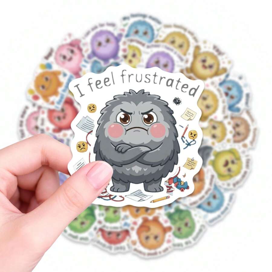 50pcs Cute Monster Stickers - Emotional Learning Monster Series "My Feelings Matter" And "Take A Deep Breath" Characters, Suitable For Decorating Journals, Planners, Etc., Encouraging Self-Expression Aesthetic Collection - Multicolor - View 1
