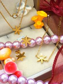 6-Pointed Star Pendant Necklace, Bracelet, Earrings Set, Stainless Steel Fashion Jewelry Gift, Suitable For Anniversary, Valentine's Day, Mother's Day, Birthday, Party, Romantic And Meaningful Gift - Multicolor - View 8