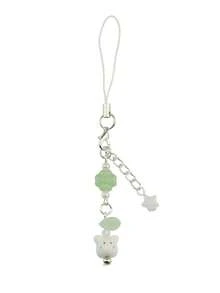 1 PC Sweet And Cute Girl Bag Hanging Imitation Jade Clover Lucky Rabbit Head Mobile Phone Ornament As A Gift For Best Friends - Multicolor - View 9