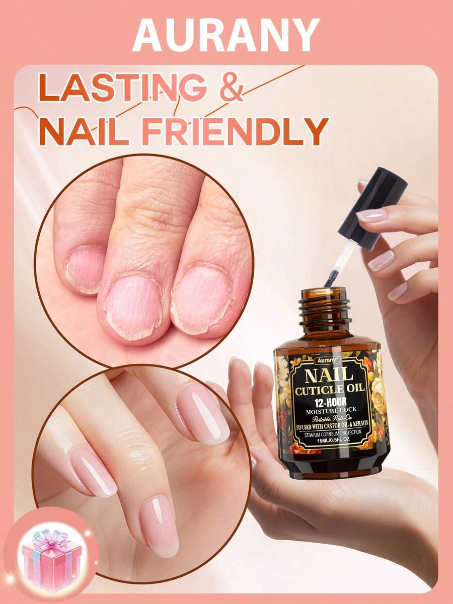 15ml Keratin Nail Strengthener, Nail Polish, Nail Cuticle Care Oil, Essential For Manicure, Nourishes, Softens And Promotes Nail And Skin Health, Moisturizes Dry Nails, Enriched With Castor Oil, Suitable For Women Who Frequently Do Manicures - Tasteless - View 1