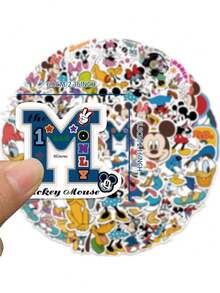 Disney 50张迪士尼官方授权乙烯基贴纸 米奇和朋友们 防水卡通贴纸 可贴在水瓶、笔记本电脑、手机、汽车、安全帽、保险杠上 朋友趣味情人节礼物 - DSN-005 - 查看 3