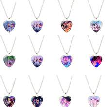 1pc Girls' Group Time Gemstone Heart Necklace, Random Style, New Year Gift, Valentine's Day Gift, Easter Gift [Random Style] - Multicolor - View 1