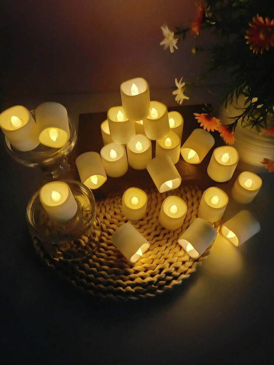 12/24 LED Electronic Candles, Battery Powered, With Timer/Remote Control, Wishing Candles, Tea Lamps, LED Flameless Candle Lights, Suitable For Valentine's Day, Weddings, Parties, Birthdays, Home Décor And Other Holidays.