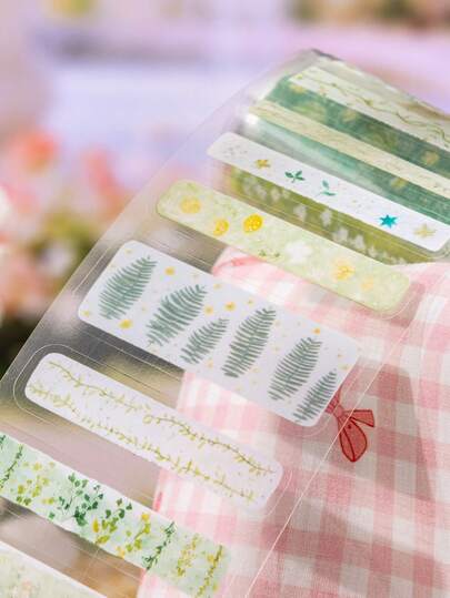 1卷PET材质模切和纸胶带，春季系列，适用于礼品、办公、家居、标记、标签、教室、娱乐玩具、学生计划本、创意复古装饰DIY材料