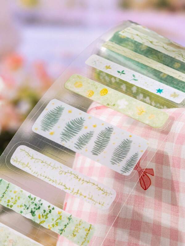 1卷PET材质模切和纸胶带，春季系列，适用于礼品、办公、家居、标记、标签、教室、娱乐玩具、学生计划本、创意复古装饰DIY材料