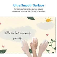 1个清新治愈系英文名言鼠标垫，柔和绿色植物与爱心图案桌面垫，大号防滑办公及游戏键盘垫 - 長方形 - 查看 7