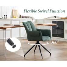 Chairus Set Of 2 360° Swivel Linen Chairs For Kitchen Or Office - Green - View 4