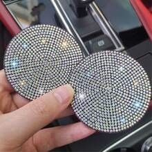 2 Pieces Of Rhinestone Car Coasters, 2.75 Inches, Anti Slip, Waterproof, Earthquake Resistant Coasters, Fashionable Car Sparkling Coasters, All Rhinestone Design, Suitable For Most Cars, Universal - A - View 8