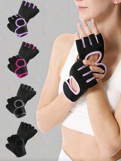 1 Pair Unisex Fingerless Bike Gloves, Professional Breathable Backhand Open Non-Slip Silicone Pad Suitable For Cycling/Gym/Strength Training, Sports Gloves, Valentine's Day Gift