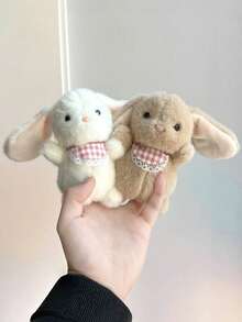 Lindo colgante de peluche de conejo de piel, llavero de pareja, colgante de conejo pastel esponjoso, llavero de colgante de conejo adorable, regalo del Día de San Valentín/cumpleaños para mujer, accesorio de llavero de dibujos animados, accesorio de llavero de peluche suave, pequeño regalo, regalo de pareja, recuerdo de evento, utilería de fiesta, regalo de amigo - Multicolor - Ver 2