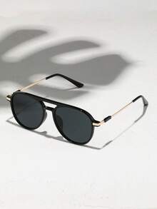 Retro Aviator Style Black Fashion Fashion Glasses, Plastic Casual Decoration Daily Wear Unisex - 黑色 - 查看 3