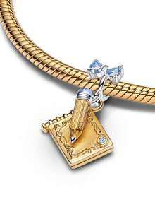 1pc Fashionable & Exquisite Romantic Valentine's Day Series Charm Set Includes Heart Sphere, Carousel, Envelope, Magic Book Pen Pendant, Versatile DIY Bracelet Necklace Gift For Lover - Yellow Gold - View 8