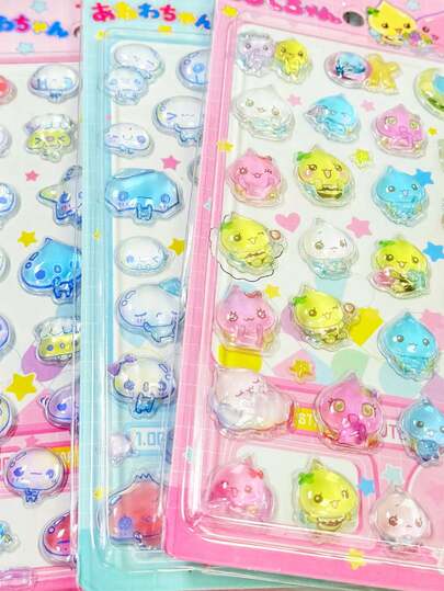 Some Styles May Have Color Variations, Random Delivery. Soft And Cute Handmade Reward Stickers, Educational And Creative For Children's Art And Handicrafts. Ancient Small Water Drop Relief Three-Dimensional Crystal Sticker, Cute Glitter Raindrop Crystal Glue DIY Decorative Sticker
