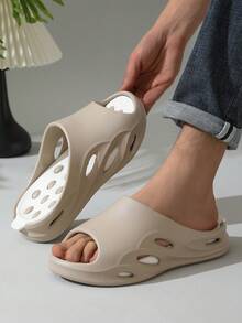 Sandalias casuales de hombre con suela gruesa, antideslizantes, resistentes al agua y transpirables para el verano - Caqui - Ver 1