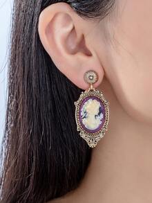 Women's Elegant Retro Beauty Head Luxury Earrings - Multicolor - View 3