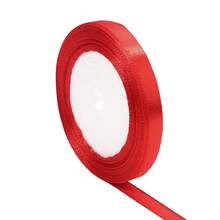 Ruy băng satin màu đỏ tươi, dài 25 thước/cuộn, chất liệu vải bóng mượt, thích hợp để tự làm thiệp mời cưới, bó hoa cưới, gói quà, trang trí tiệc, đồ thủ công may vá, phụ kiện bó hoa cưới, trang trí đám cưới. - Đỏ - Xem 9