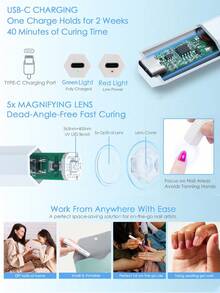 1个迷你便携式UV LED美甲烘干机 - 快速烘干、经久耐用、USB充电、小巧设计，适用于美甲沙龙、家庭和旅行 - 专业美甲工具、美甲用品、返校美甲工具、美甲贴纸工具 - 彩色 - 查看 11