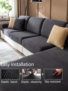 1件装弹力沙发套，防滑全覆盖沙发座套，四季通用沙发垫套，加厚面料沙发毯，可机洗，防尘，宠物友好，适用于卧室、办公室、客厅、L型沙发、1/2/3/4人座沙发 - 深灰色 - 查看 8