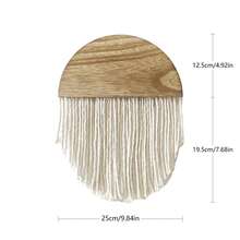 1件套手工编织挂毯，波西米亚风格墙面装饰挂毯，半圆形木板流苏纤维艺术墙毯，适用于客厅、卧室、床头背景墙 - 彩色 - 查看 23