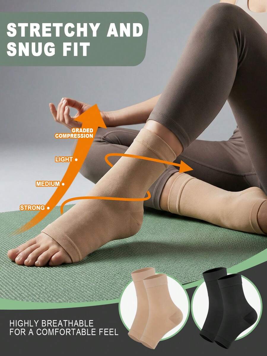 1 Pair Of Unisex Compression Open Toe Ankle Socks Suitable For Running Travel Work Breathable Sport Ankle Pad - Multicolor - View 1