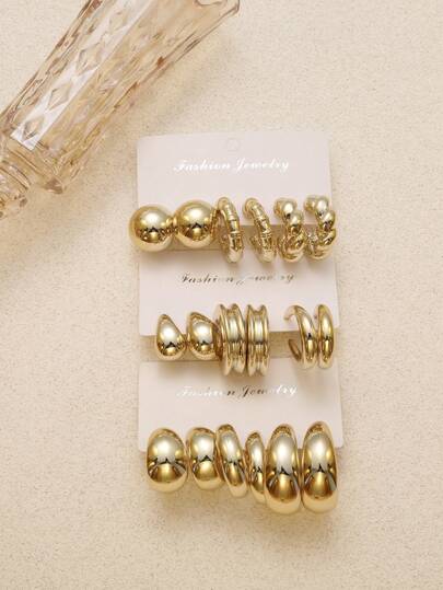 5 Pairs Random Bead, Letter, Vintage Coin, Geometric Acrylic Exaggerated Fashion Earrings Set, Suitable For Women, Mother's Day, Valentine's Day, Christmas, New Year, Daily Wear