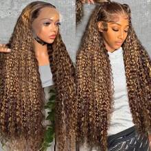 VIOLLY 24 Inch Free Part Piano Brown Ombre Highlight Honey Blonde Long Afro Curly Wig With Baby Hair 200 High-Density Ear To Ear 13x6 HD Transparent Lace Wigs Elegant Afro Kinky Style Versatile Design Human Blended Heat Resistant Fiber Synthetic Hair Wig Gift Ideas For Women - SP4/27 - View 8