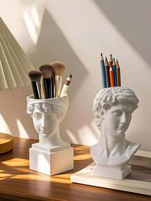1 chiếc hộp đựng bút và cọ trang điểm hình tượng Hy Lạp, bình trang trí nghệ thuật phòng khách, thích hợp cho cây cảnh trong vườn và nhà, phong cách La Mã cổ điển, hình trụ màu trắng, quà tặng tân gia độc đáo và đồ nội thất trang trí. Vật trang trí đặc biệt mang ý nghĩa kỷ niệm cho các cặp đôi, bình đựng đa chức năng. - A - Xem 2